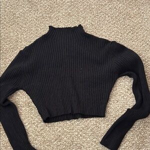 Black Ribbed Knit Sweater